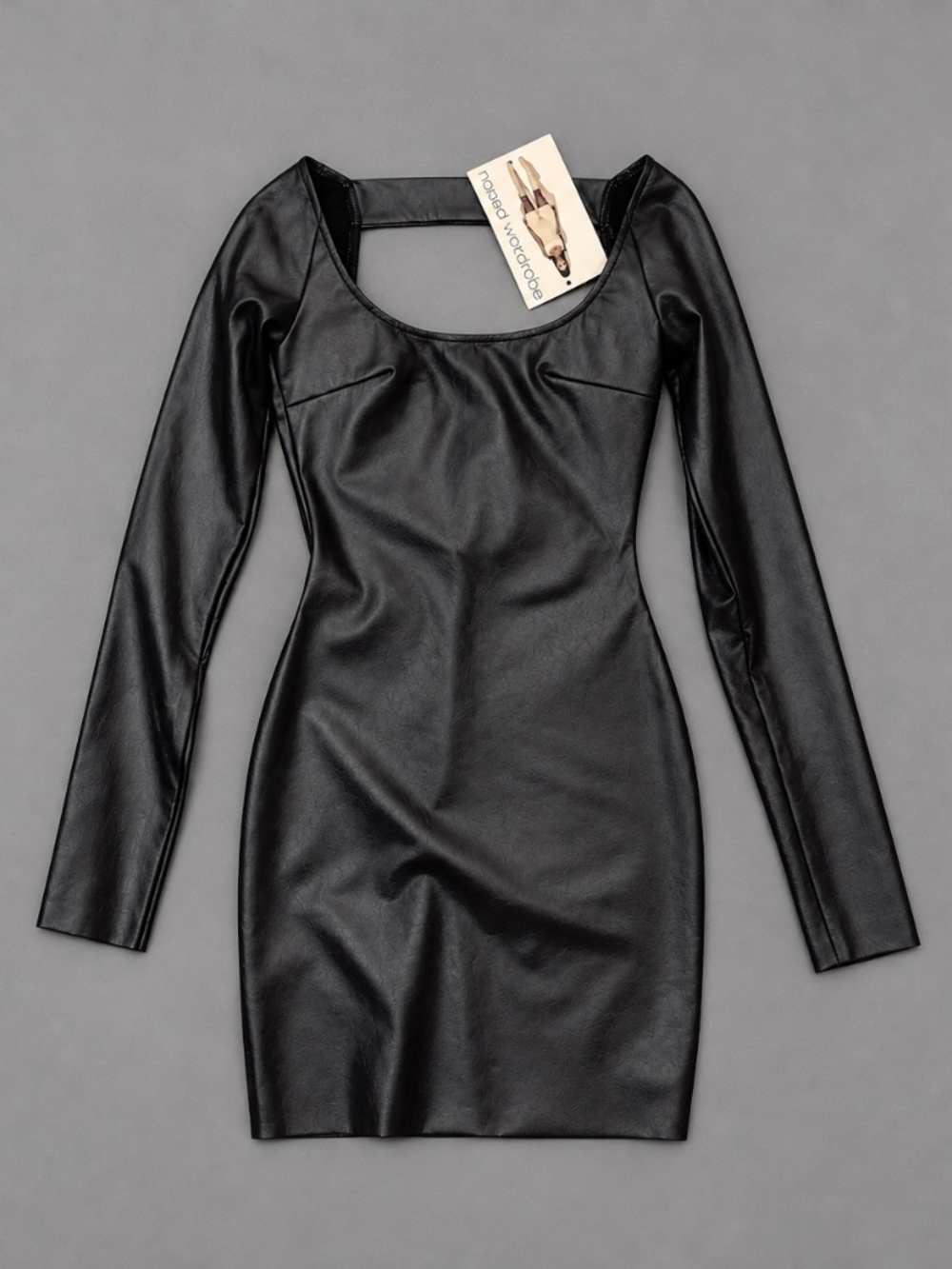 Naked Wardrobe Faux Leather Long Sleeve Mini Dress – XS